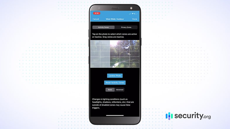 Blink App - Activity Zones Blink App - Activity Zones