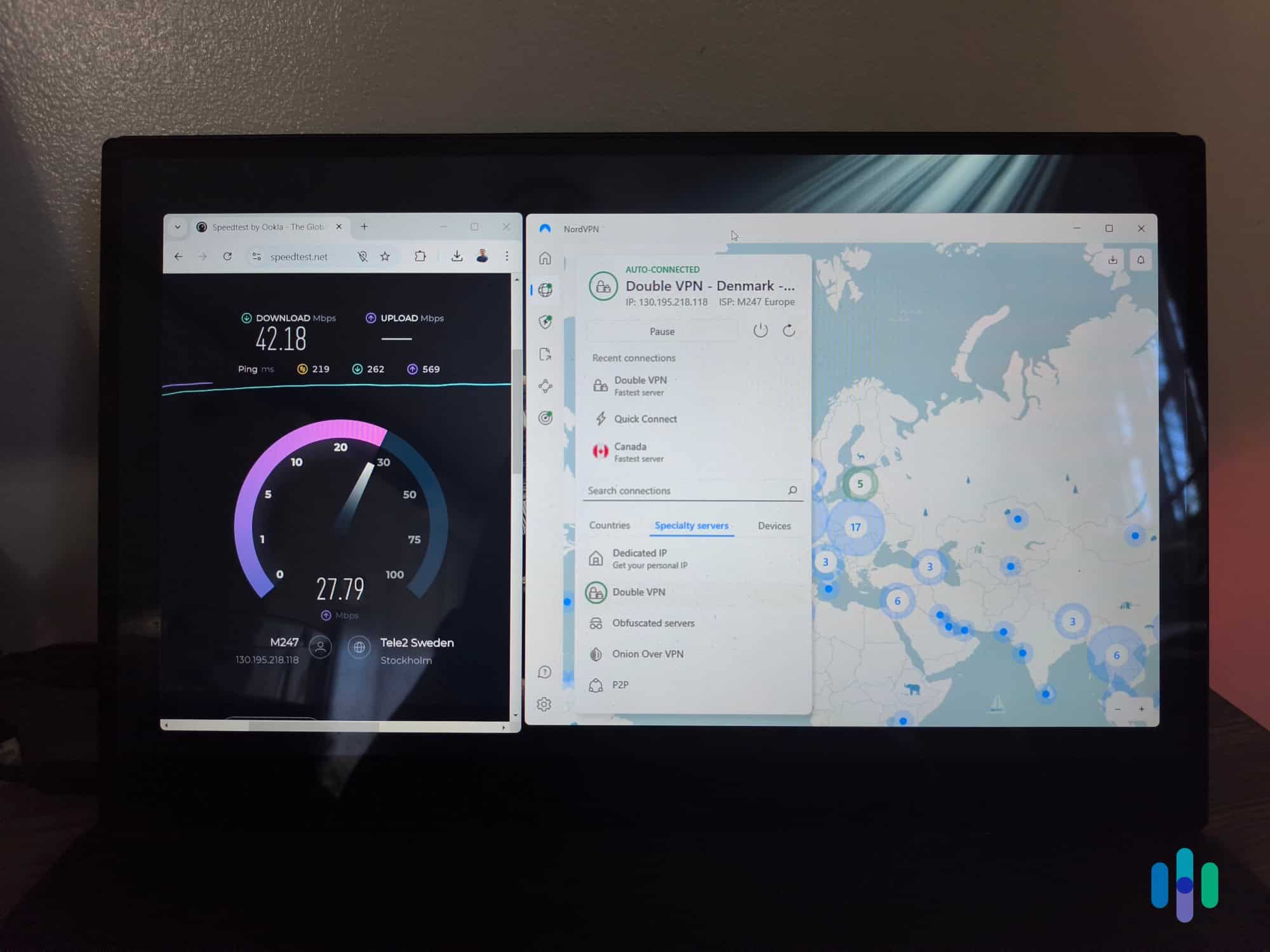 Even with the fastest double VPN server the NordVPN app selected for us, our speed declined significantly Even with the fastest double VPN server NordVPN selected for us, our speed declined significantly