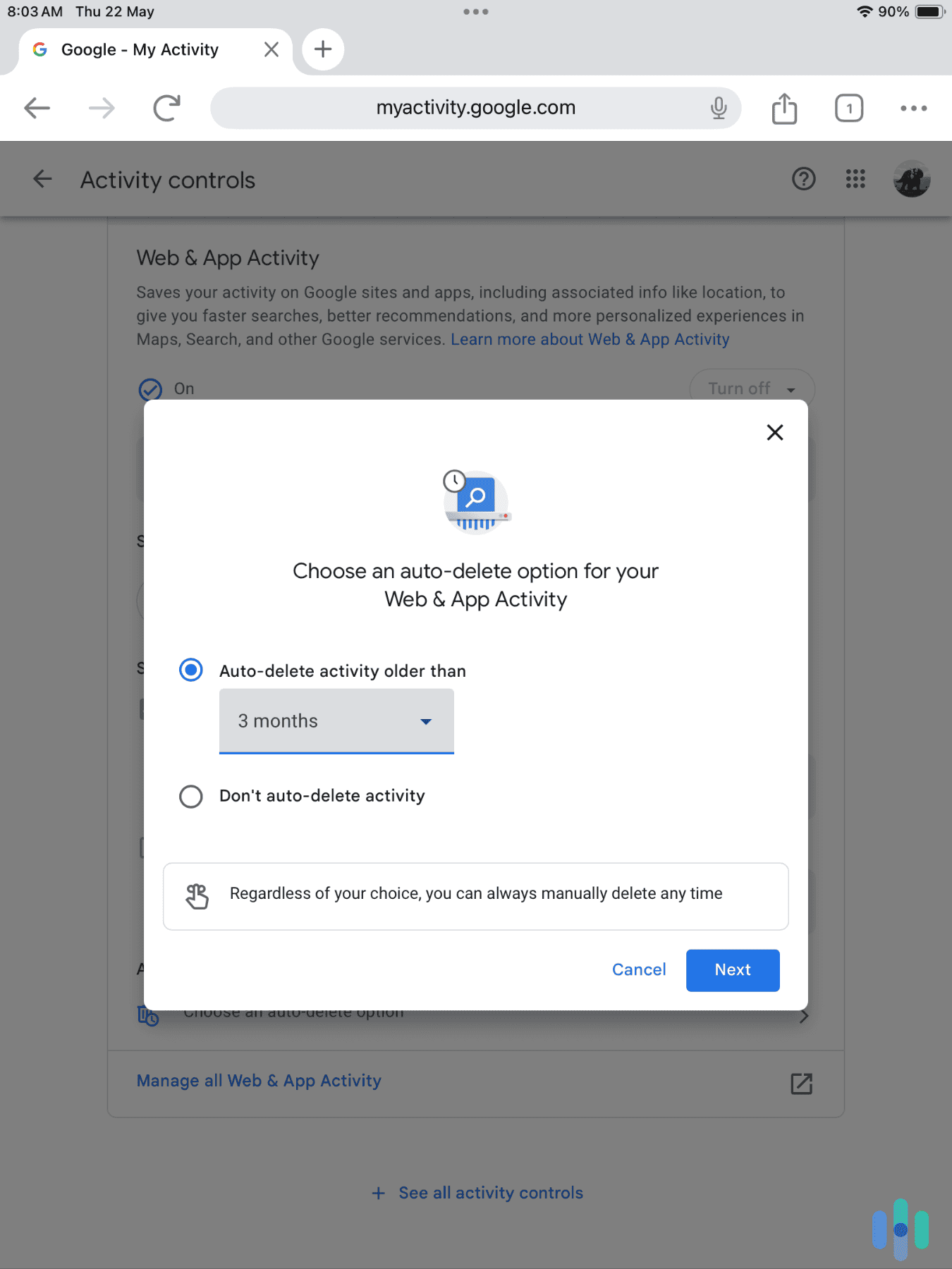 Setting up Google’s Auto-delete feature on our iPad Setting up Google’s Auto-delete feature on our iPad