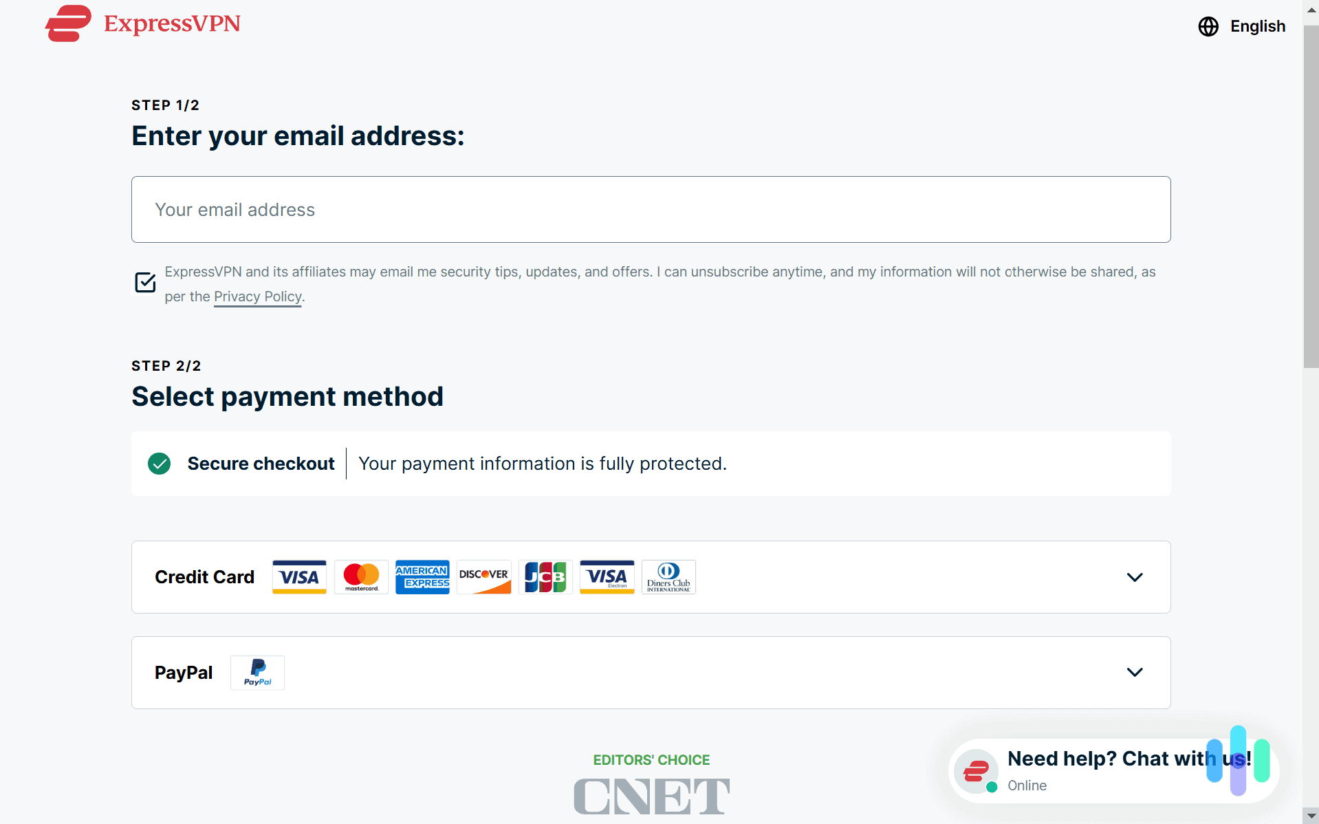 After we picked how long of a subscription we wanted, all we needed to do was enter our email and payment method. After we picked how long of a subscription we wanted, all we needed to do was enter our email and payment method.