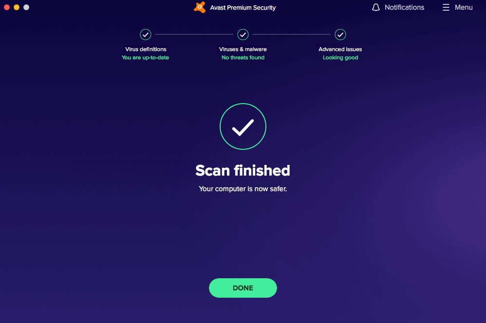 Avast Antivirus – Scan Finished Avast Antivirus - Scan Finished