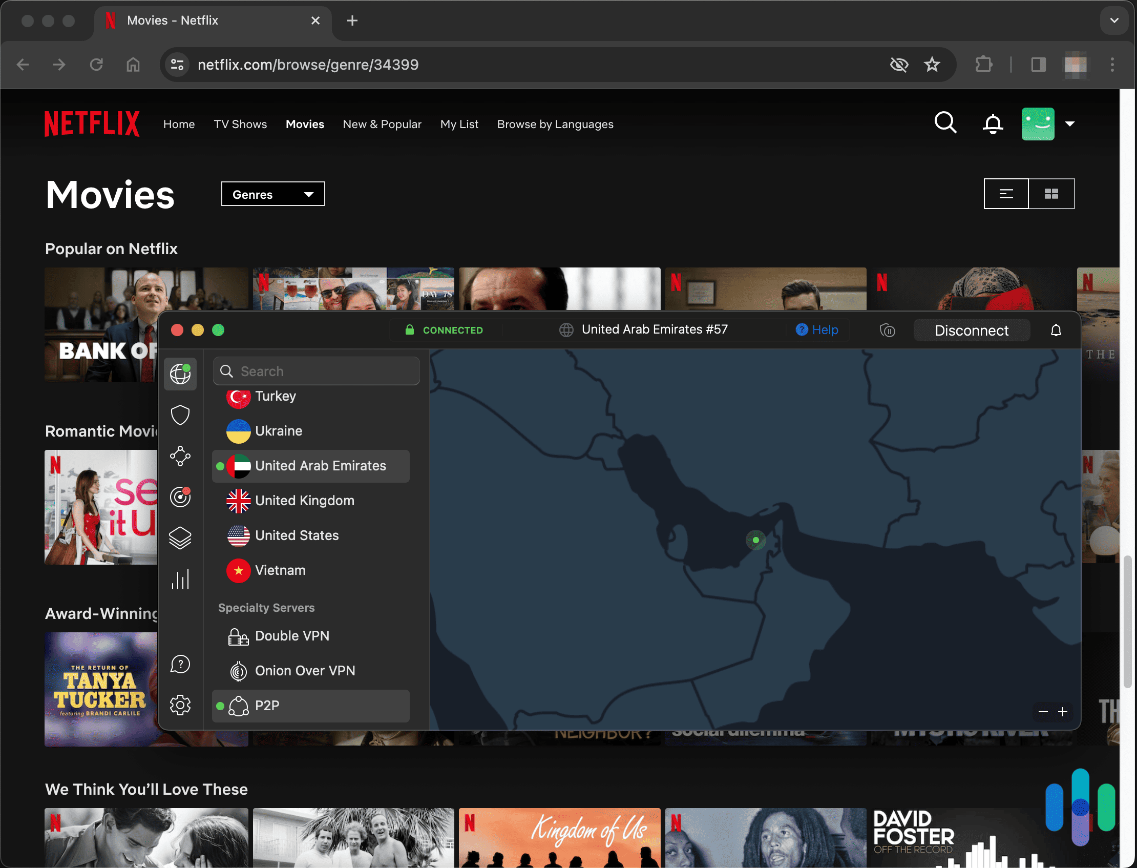 Browsing Netflix using NordVPN and connected to United Arab Emirates Browsing Netflix using NordVPN and connected to United Arab Emirates