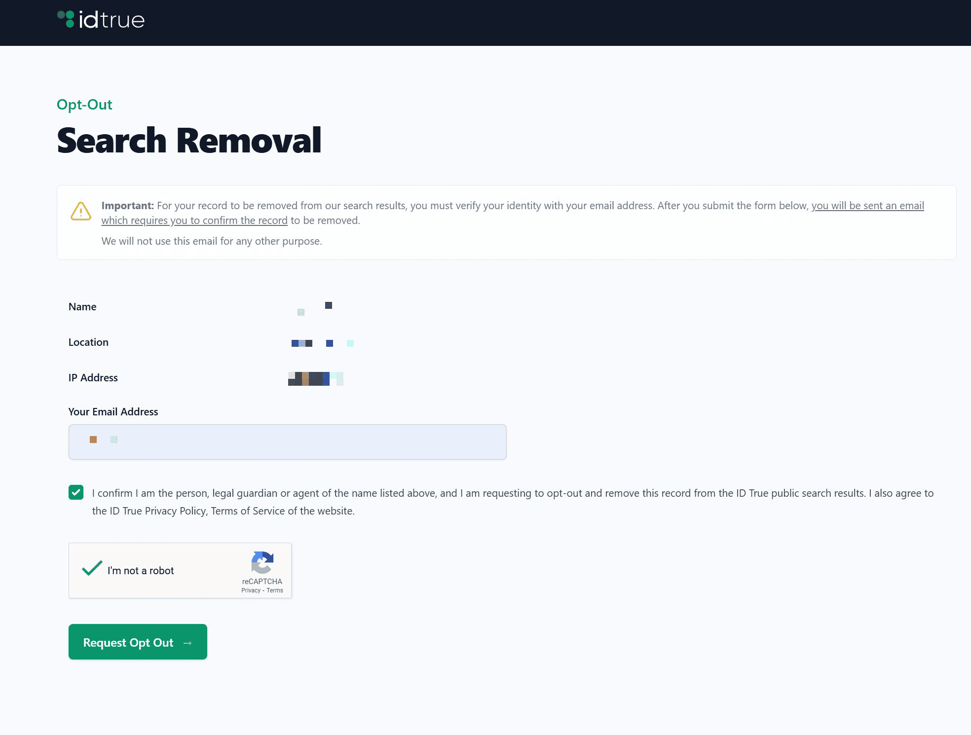 Enter your email address and confirm the data removal request. Enter your email address and confirm the data removal request.