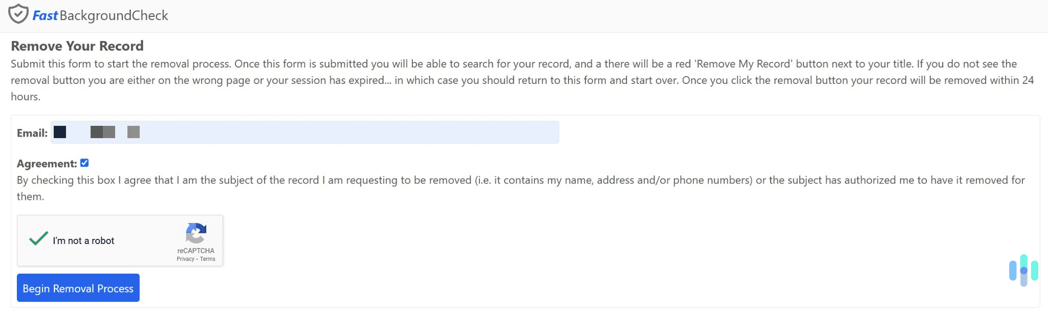 Enter your email address, check the agreement box, and complete the reCAPTCHA. Enter your email address, check the agreement box, and complete the reCAPTCHA.