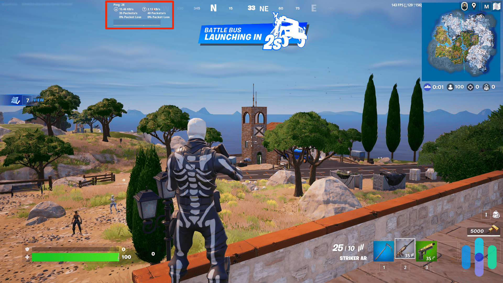 Starting a Fortnite battle with a VPN while testing the ping Starting a Fortnite battle with a VPN while testing the ping