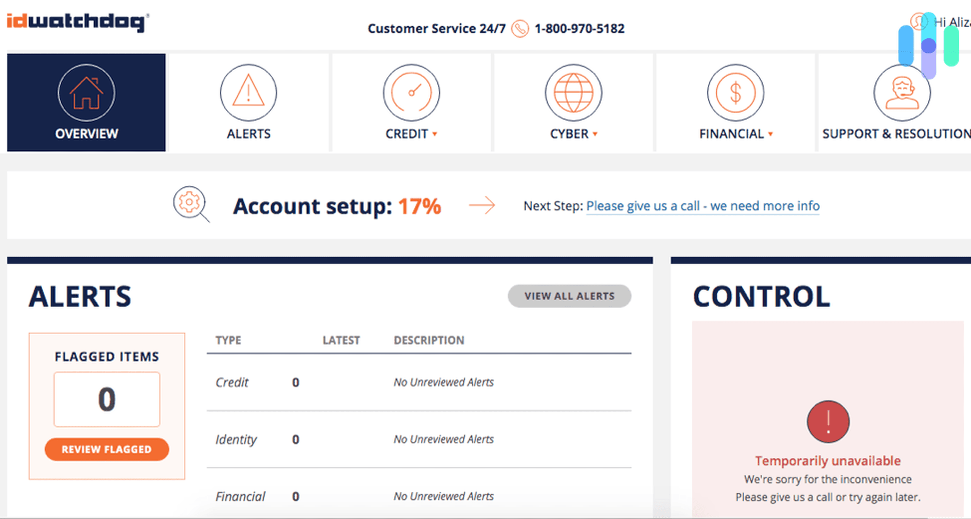 ID Watchdog Account Dashboard ID Watchdog Account Dashboard