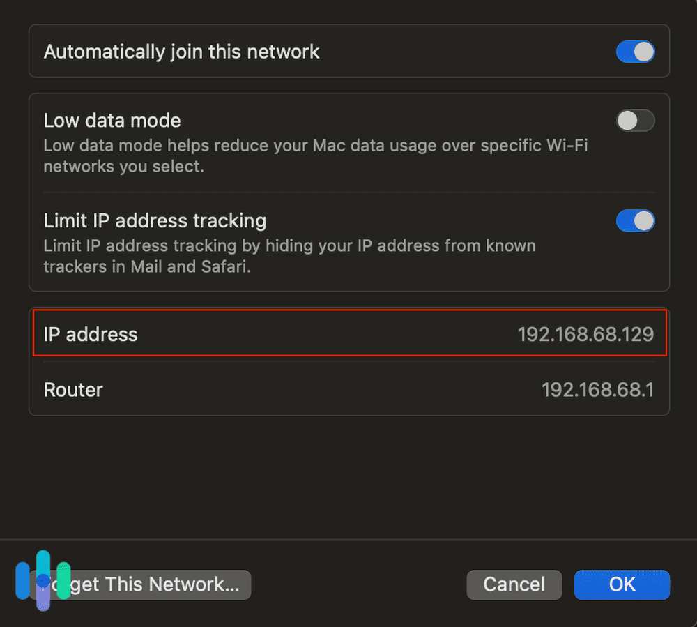 IP address location on a Mac IP address location on a Mac