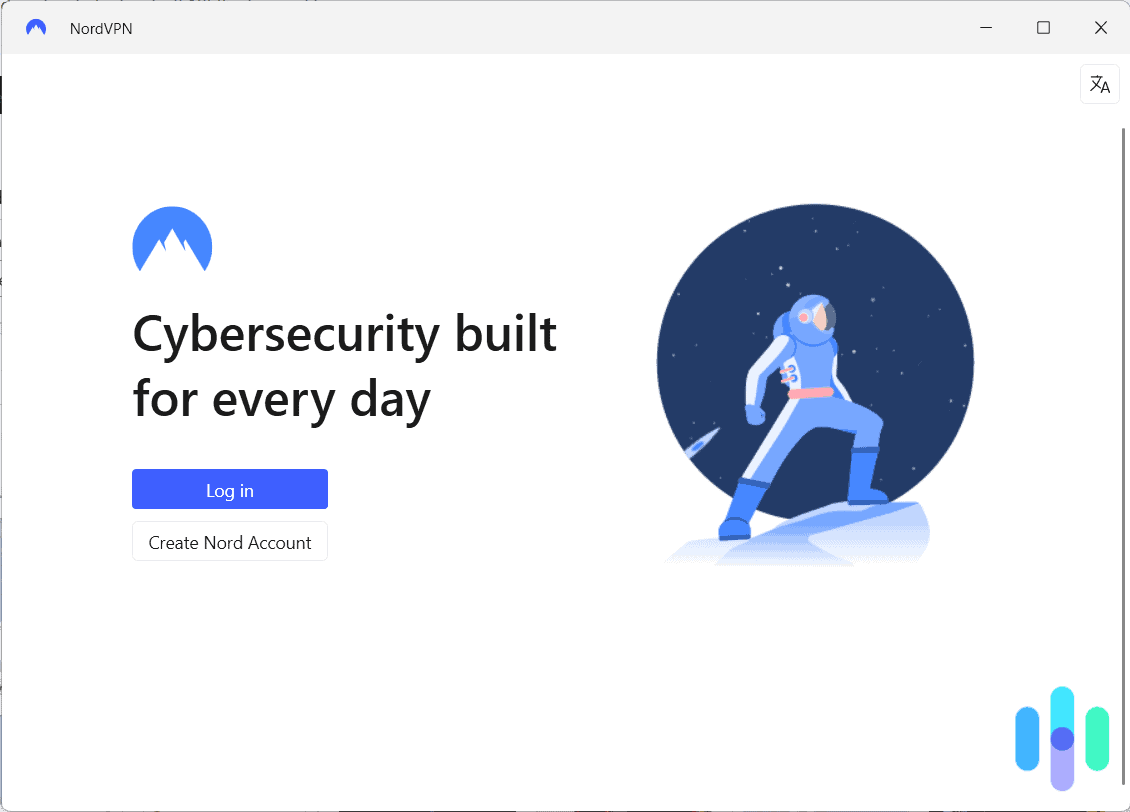 NordVPN login screen NordVPN login screen
