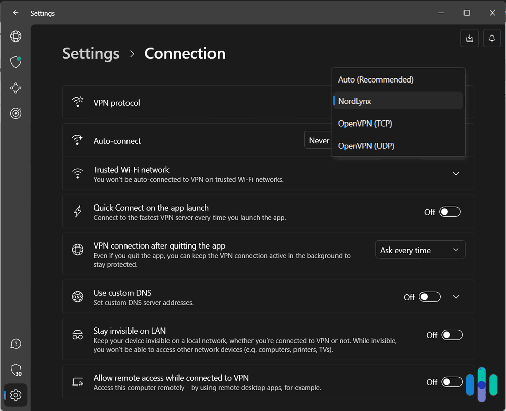 NordVPN running NordLynx NordVPN running NordLynx