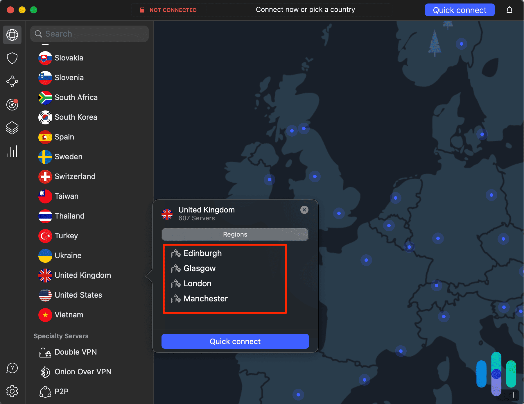 NordVPN UK location : server options NordVPN UK location : server options