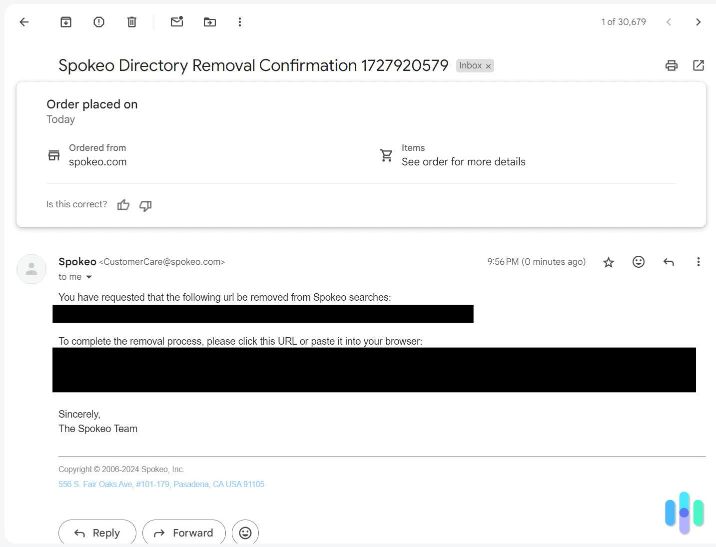 We received this opt-out email in response to our removal request. We received this opt-out email in response to our removal request.