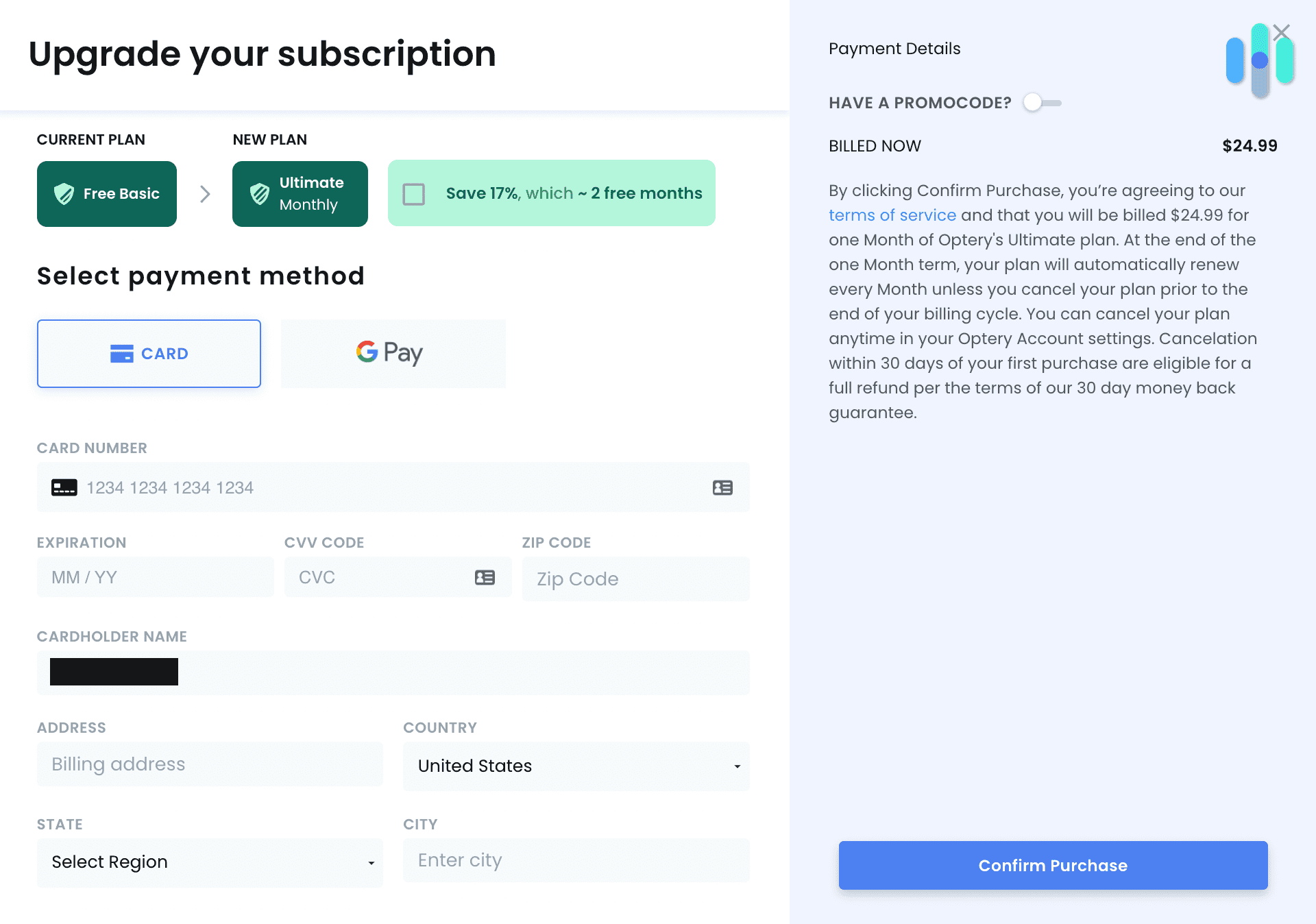 Optery upgrade billing window Optery upgrade billing window