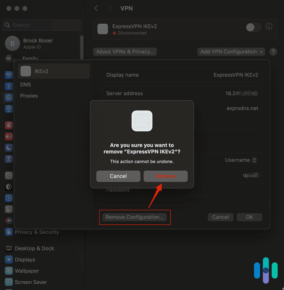 Removing a VPN connection on Mac Removing a VPN connection on Mac