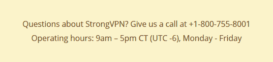 StrongVPN Phone Support StrongVPN Phone Support
