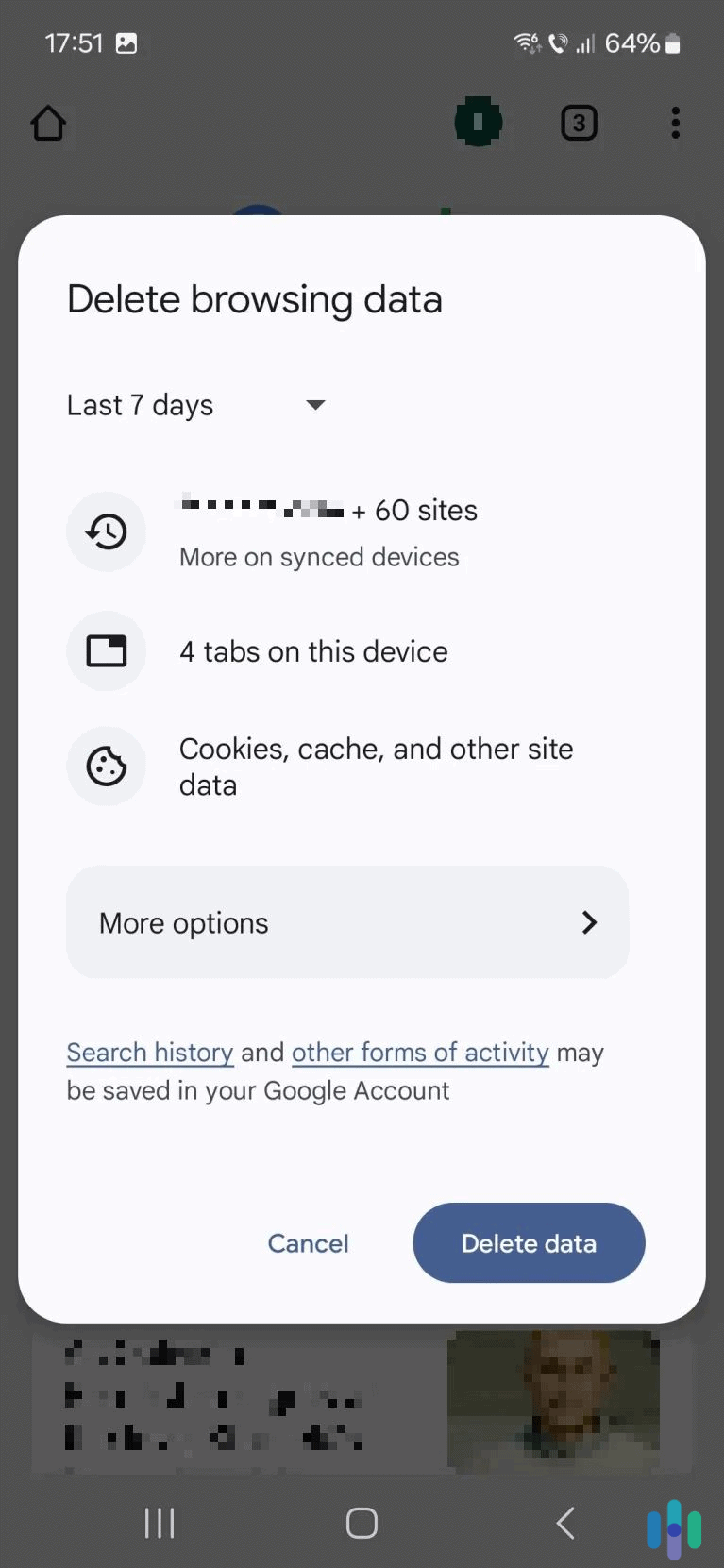 Tap the blue Delete button to clear your browsing history. Tap the blue Delete button to clear your browsing history.