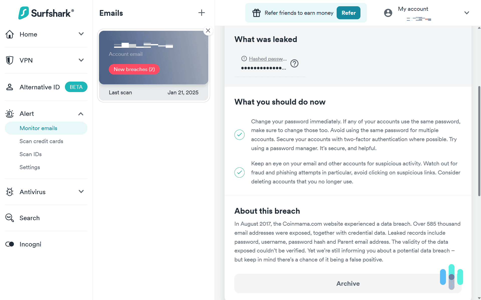 When our password was involved in a data breach, Surfshark notified us to change our password. When our password was involved in a data breach, Surfshark notified us to change our password.